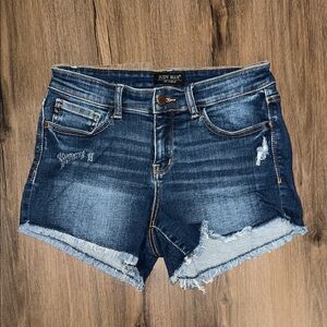 Judy Blue Women's Frayed Hem Jean Shorts - Dark Blue